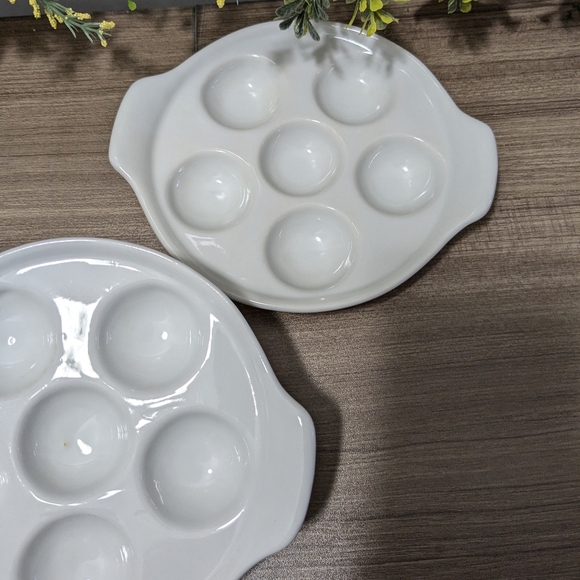 Pair of White Snail Plates | Vintage Escargot Plates - Picture 2 of 4